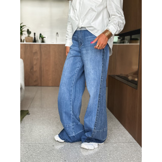 Jeans patchwork Aleandra - Bleu