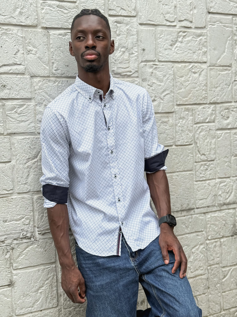 Chemise à motifs Nicolo - Blanc/Bleu