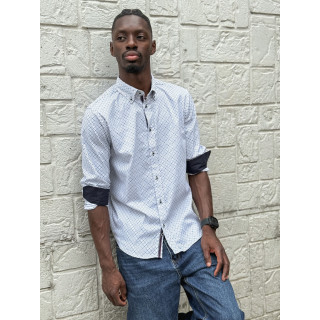 Chemise à motifs Nicolo - Blanc/Bleu