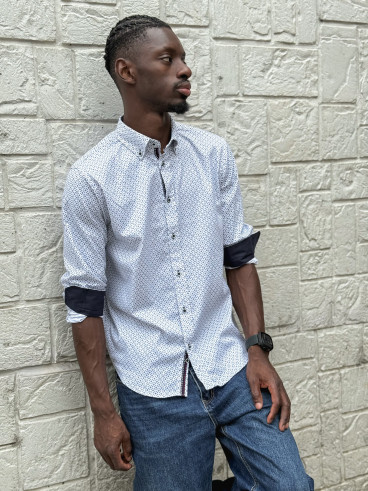 Chemise à motifs Nicolo - Blanc/Bleu
