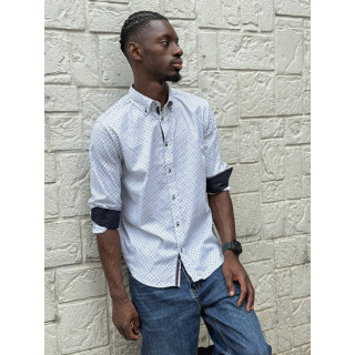 Chemise à motifs Nicolo - Blanc/Bleu