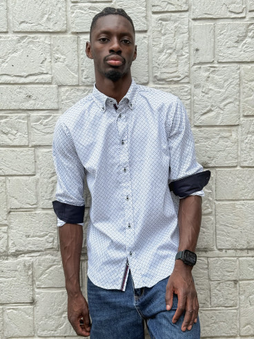Chemise à motifs Nicolo - Blanc/Bleu