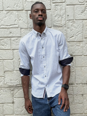 Chemise à motifs Nicolo - Blanc/Bleu
