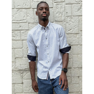 Chemise à motifs Nicolo - Blanc/Bleu
