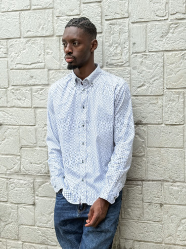 Chemise à motifs Nicolo - Blanc/Bleu