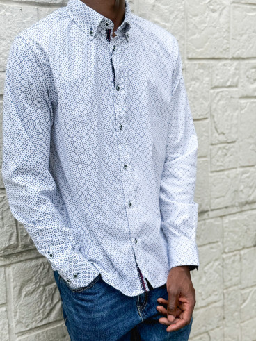 Chemise à motifs Nicolo - Blanc/Bleu