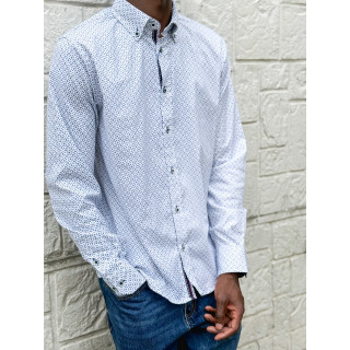 Chemise à motifs Nicolo - Blanc/Bleu