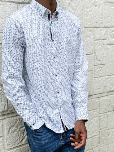 Chemise à motifs Nicolo - Blanc/Bleu