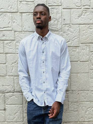 Chemise à motifs Nicolo - Blanc/Bleu