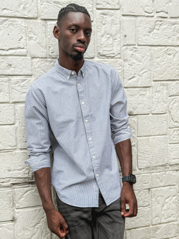 Chemise lignée Corentin - Gris/Blanc