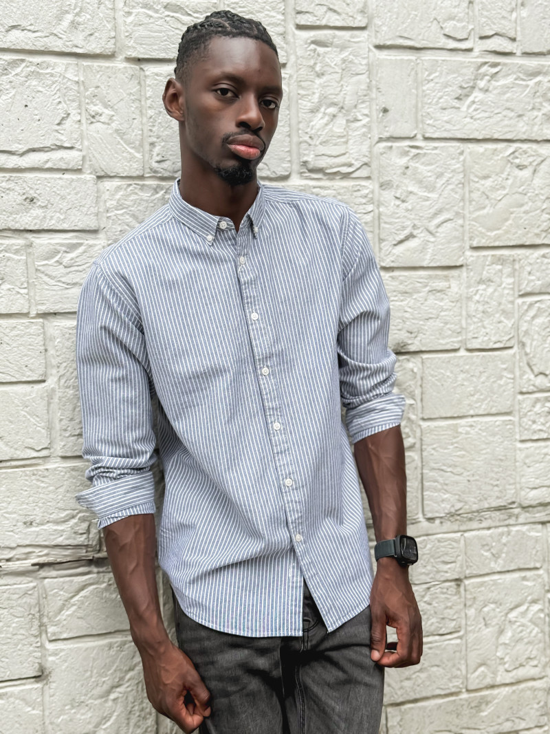 Chemise lignée Corentin - Gris/Blanc