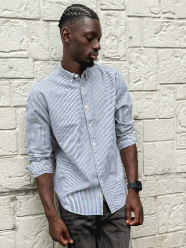 Chemise lignée Corentin - Gris/Blanc