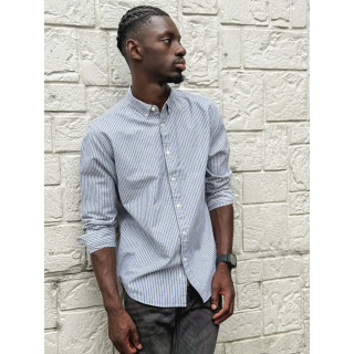 Chemise lignée Corentin - Gris/Blanc