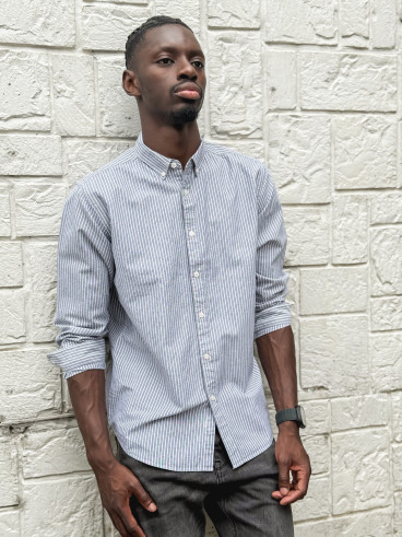 Chemise lignée Corentin - Gris/Blanc
