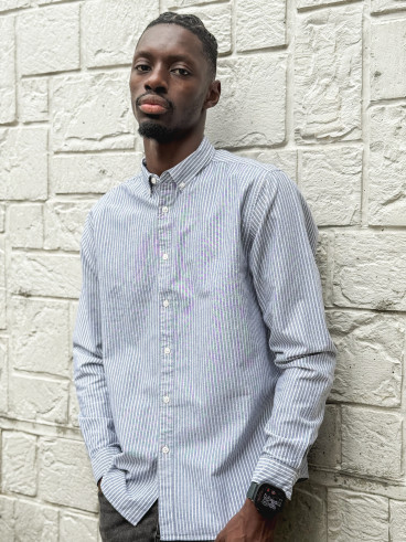 Chemise lignée Corentin - Gris/Blanc