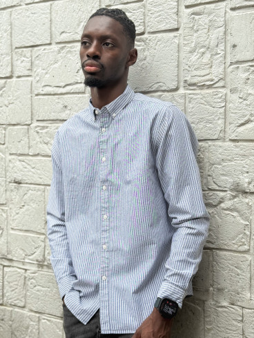 Chemise lignée Corentin - Gris/Blanc