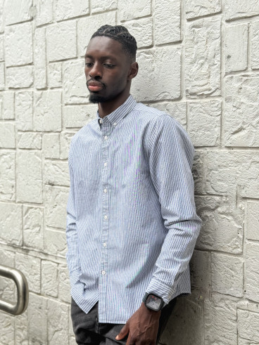 Chemise lignée Corentin - Gris/Blanc