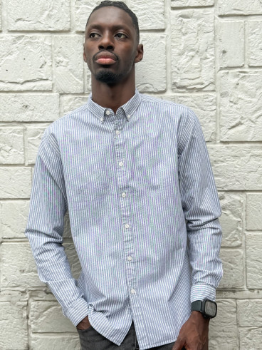 Chemise lignée Corentin - Gris/Blanc