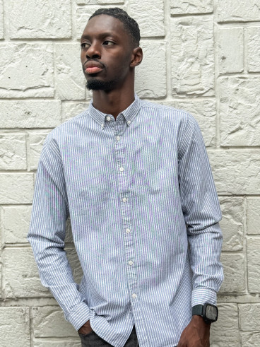 Chemise lignée Corentin - Gris/Blanc