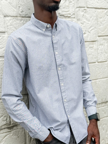 Chemise lignée Corentin - Gris/Blanc
