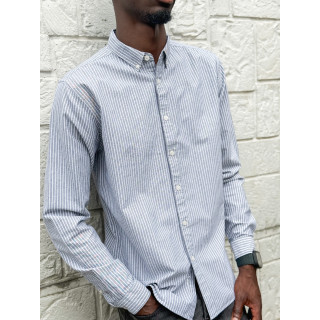 Chemise lignée Corentin - Gris/Blanc