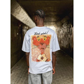 T-shirt 'think pink' - Blanc