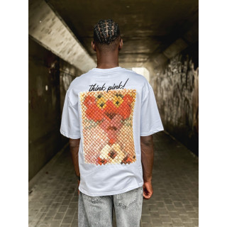 T-shirt 'think pink' - Blanc