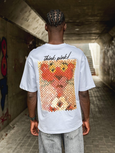 T-shirt 'think pink' - Blanc