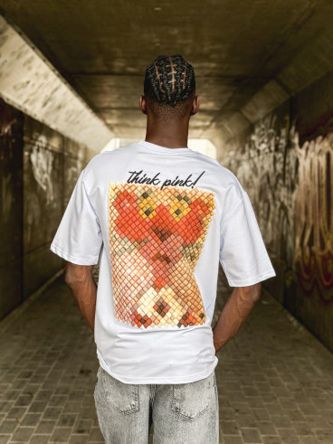 T-shirt 'think pink' - Blanc