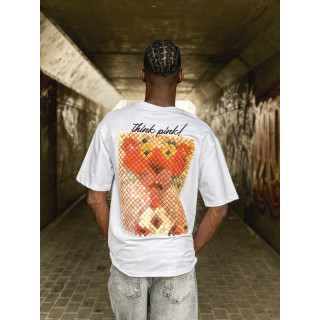 T-shirt 'think pink' - Blanc