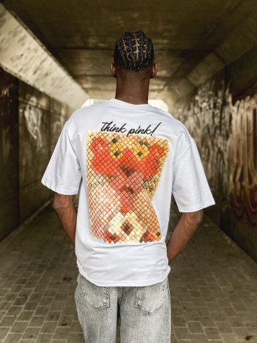 T-shirt 'think pink' - Blanc