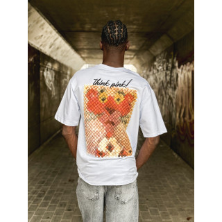 T-shirt 'think pink' - Blanc