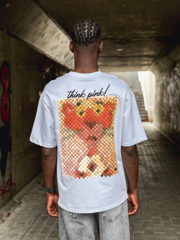 T-shirt 'think pink' - Blanc