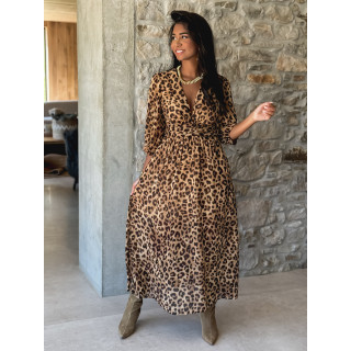 Robe léopard Elizea - Beige/Chocolat