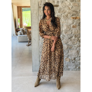Robe léopard Elizea - Beige/Chocolat