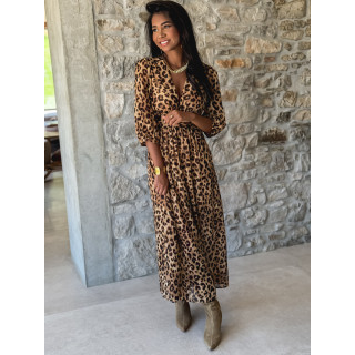 Robe léopard Elizea - Beige/Chocolat