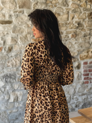 Robe léopard Elizea - Beige/Chocolat
