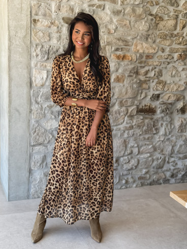Robe léopard Elizea - Beige/Chocolat