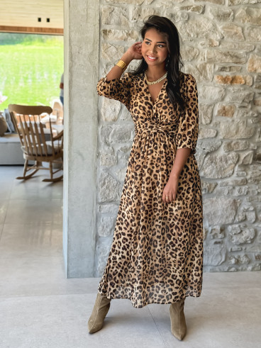 Robe léopard Elizea - Beige/Chocolat
