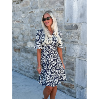 Robe courte à motifs Stéphie - Bleu/blanc