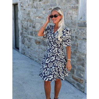 Robe courte à motifs Stéphie - Bleu/blanc