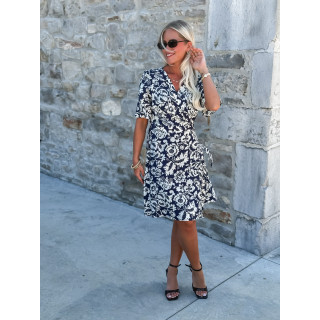 Robe courte à motifs Stéphie - Bleu/blanc