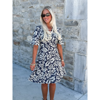 Robe courte à motifs Stéphie - Bleu/blanc