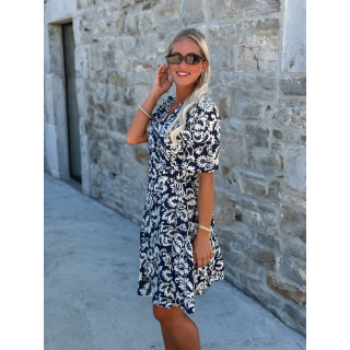 Robe courte à motifs Stéphie - Bleu/blanc