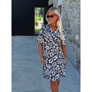 Robe courte à motifs Stéphie - Bleu/blanc