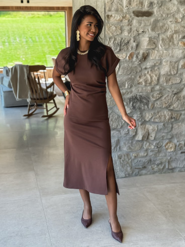 Robe longue Agnella - Chocolat