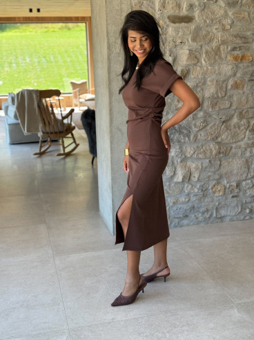 Robe longue Agnella - Chocolat