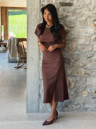 Robe longue Agnella - Chocolat
