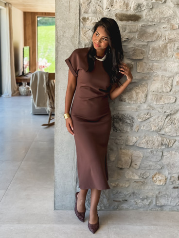 Robe longue Agnella - Chocolat