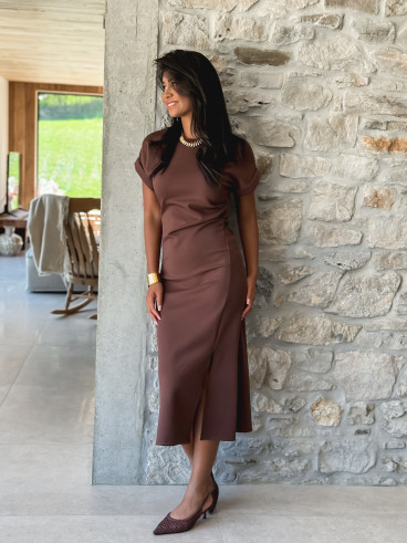 Robe longue Agnella - Chocolat